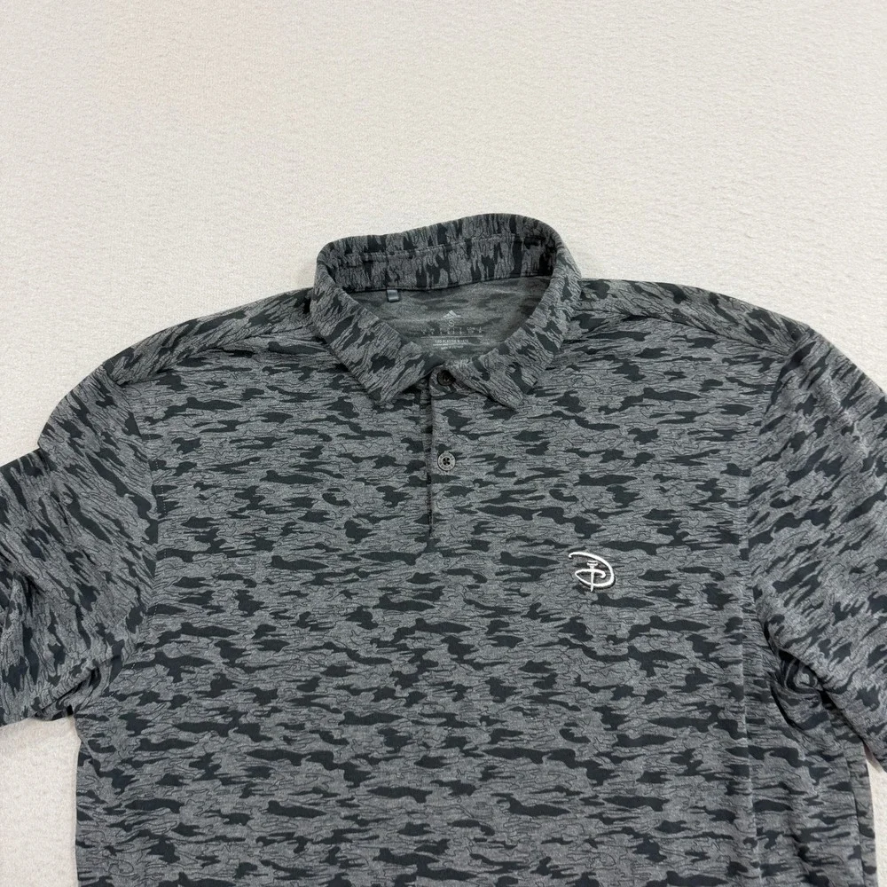 Adidas Disney Golf Polo Shirt Men's Small Gray Camo Golfing Stretch Performance